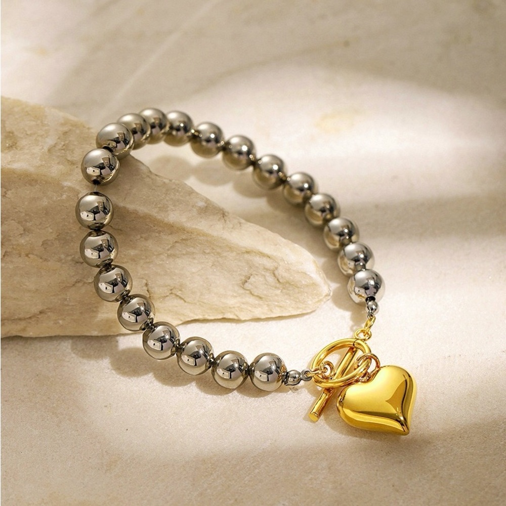 Beaded Bracelet*Toggle Chain Bracelet*Waterproof Bracelet*Tarnish Free*Bicolor - Picture 3 of 5